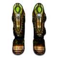 Orange And Black African Dashiki Print Muay Thai Shin Guards