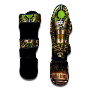 Orange And Black African Dashiki Print Muay Thai Shin Guard