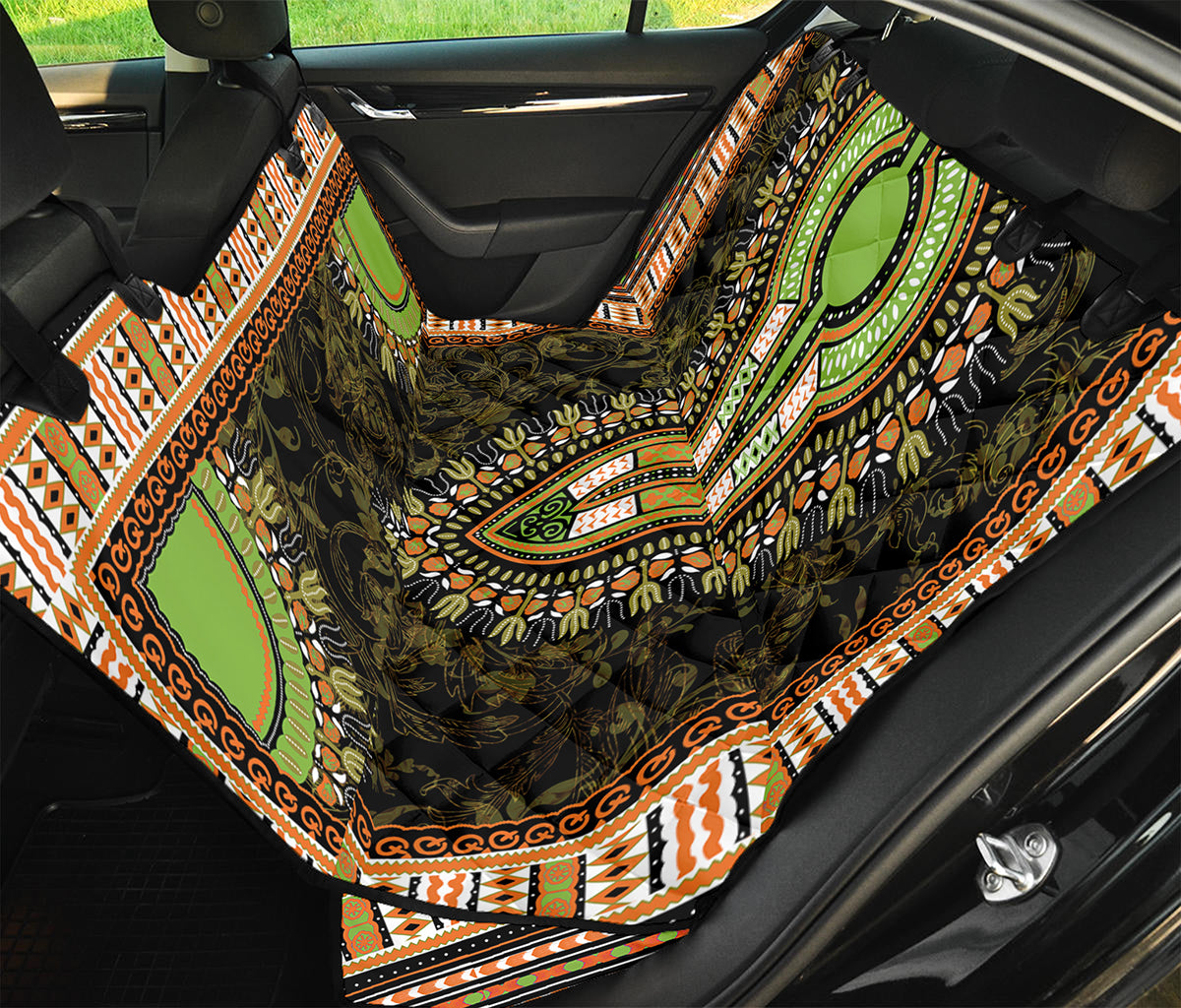 Orange And Black African Dashiki Print Pet Car Back Seat Cover