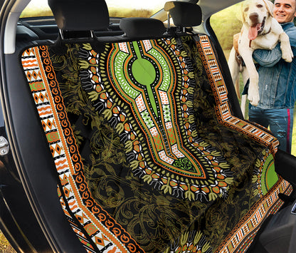 Orange And Black African Dashiki Print Pet Car Back Seat Cover