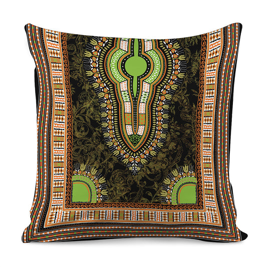 Orange And Black African Dashiki Print Pillow Cover