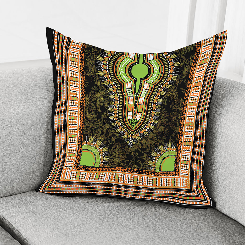 Orange And Black African Dashiki Print Pillow Cover