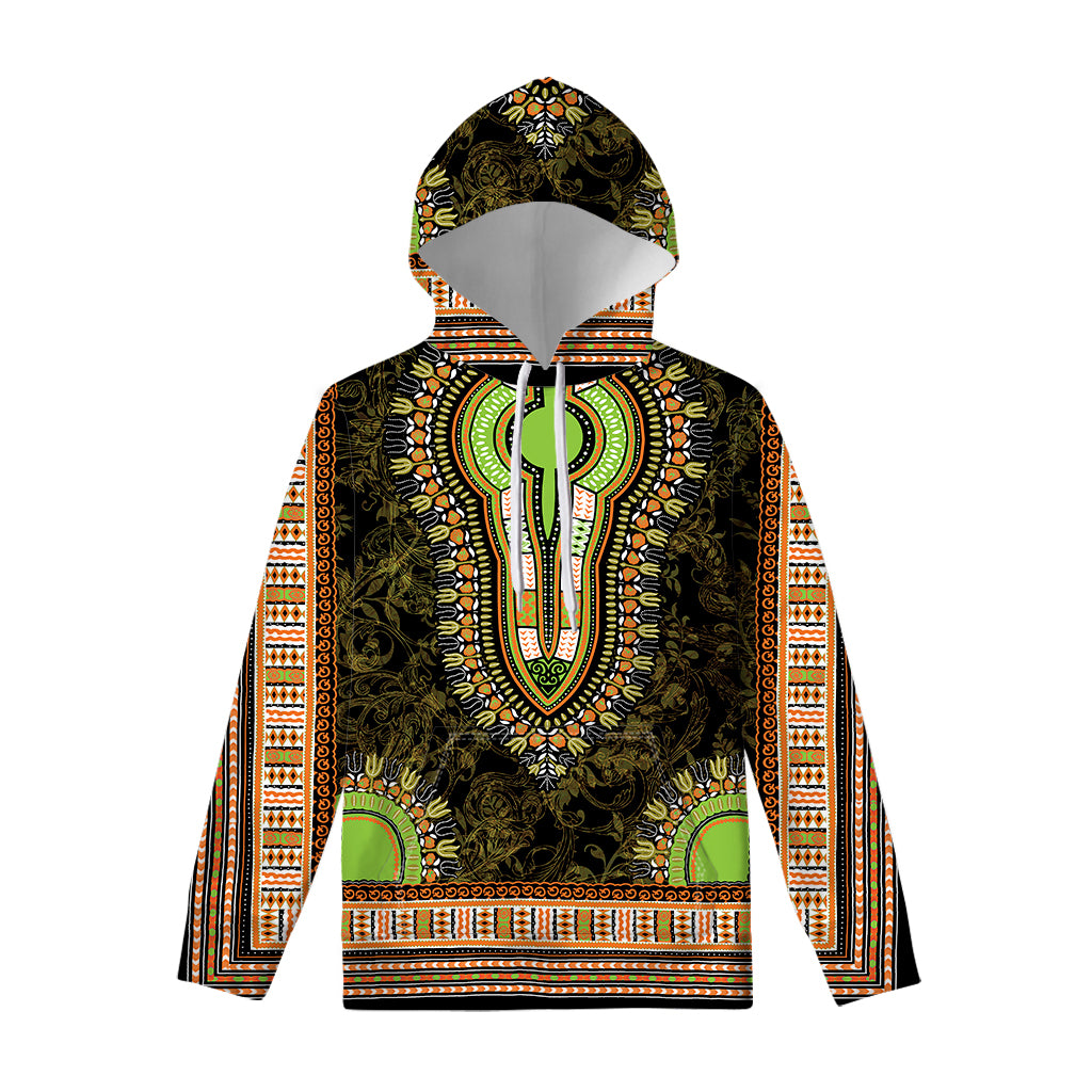 Orange And Black African Dashiki Print Pullover Hoodie