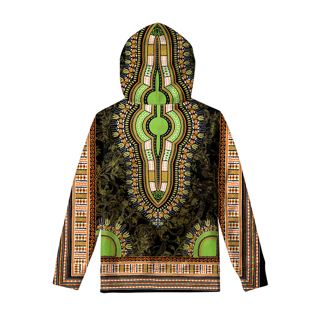 Orange And Black African Dashiki Print Pullover Hoodie