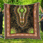 Orange And Black African Dashiki Print Quilt
