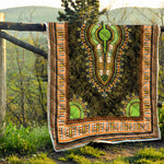 Orange And Black African Dashiki Print Quilt