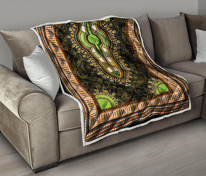 Orange And Black African Dashiki Print Quilt