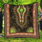 Orange And Black African Dashiki Print Quilt