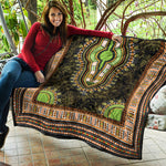 Orange And Black African Dashiki Print Quilt