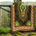 Orange And Black African Dashiki Print Quilt