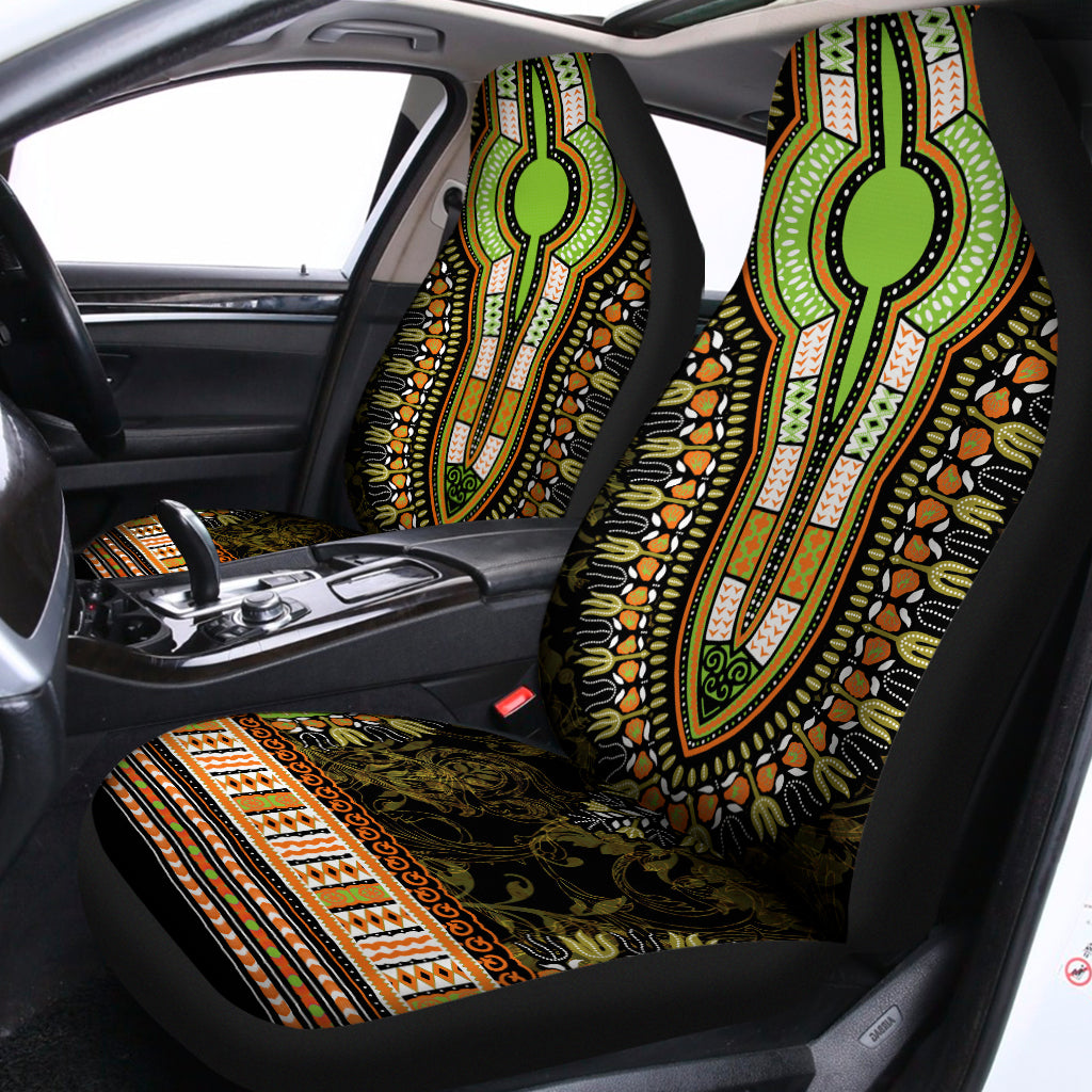 Orange And Black African Dashiki Print Universal Fit Car Seat Covers