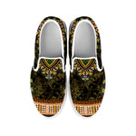 Orange And Black African Dashiki Print White Slip On Shoes
