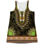 Orange And Black African Dashiki Print Women's Racerback Tank Top