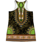 Orange And Black African Dashiki Print Women's Racerback Tank Top