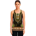 Orange And Black African Dashiki Print Women's Racerback Tank Top