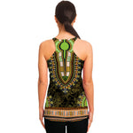 Orange And Black African Dashiki Print Women's Racerback Tank Top