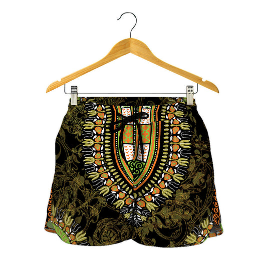 Orange And Black African Dashiki Print Women's Shorts