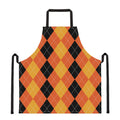 Orange And Black Argyle Pattern Print Apron