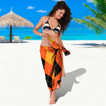 Orange And Black Argyle Pattern Print Beach Sarong Wrap
