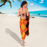 Orange And Black Argyle Pattern Print Beach Sarong Wrap