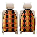 Orange And Black Argyle Pattern Print Car Seat Organizers