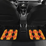 Orange And Black Argyle Pattern Print Front and Back Car Floor Mats