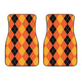 Orange And Black Argyle Pattern Print Front Car Floor Mats