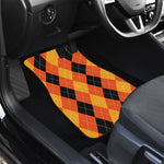 Orange And Black Argyle Pattern Print Front Car Floor Mats