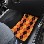 Orange And Black Argyle Pattern Print Front Car Floor Mats