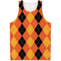 Orange And Black Argyle Pattern Print Men's Tank Top