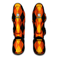 Orange And Black Argyle Pattern Print Muay Thai Shin Guards
