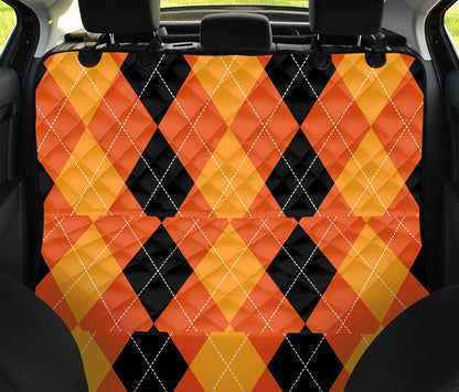 Orange And Black Argyle Pattern Print Pet Car Back Seat Cover