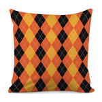 Orange And Black Argyle Pattern Print Pillow Cover