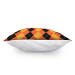 Orange And Black Argyle Pattern Print Pillow Cover