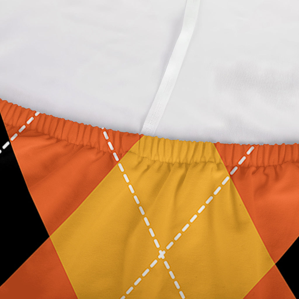 Orange And Black Argyle Pattern Print Sofa Cover