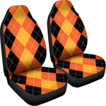 Orange And Black Argyle Pattern Print Universal Fit Car Seat Covers