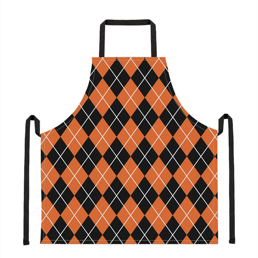 Orange And Black Argyle Print Apron