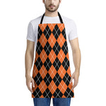 Orange And Black Argyle Print Apron