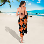 Orange And Black Argyle Print Beach Sarong Wrap