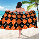 Orange And Black Argyle Print Beach Sarong Wrap