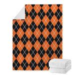 Orange And Black Argyle Print Blanket
