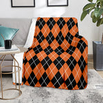 Orange And Black Argyle Print Blanket