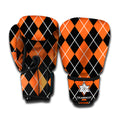 Orange And Black Argyle Print Boxing Gloves