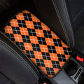 Orange And Black Argyle Print Car Center Console Cover