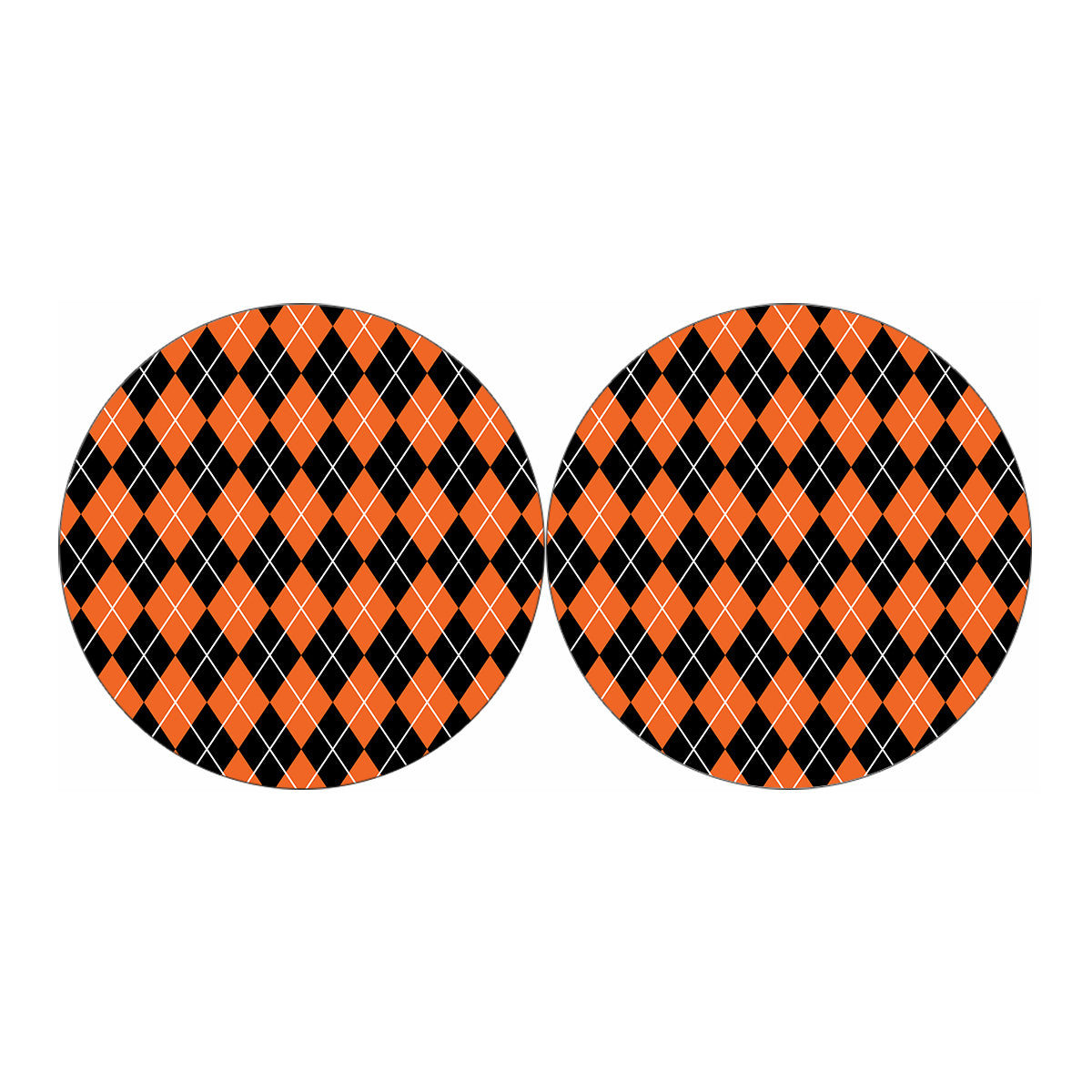 Orange And Black Argyle Print Car Coasters