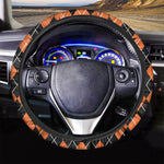 Orange And Black Argyle Print Car Steering Wheel Cover