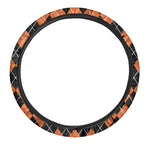 Orange And Black Argyle Print Car Steering Wheel Cover