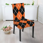 Orange And Black Argyle Print Dining Chair Slipcover