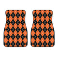 Orange And Black Argyle Print Front Car Floor Mats