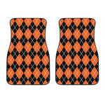 Orange And Black Argyle Print Front Car Floor Mats